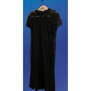 Worthington Lined Lace Black Dress Womens Size 14 MIDI